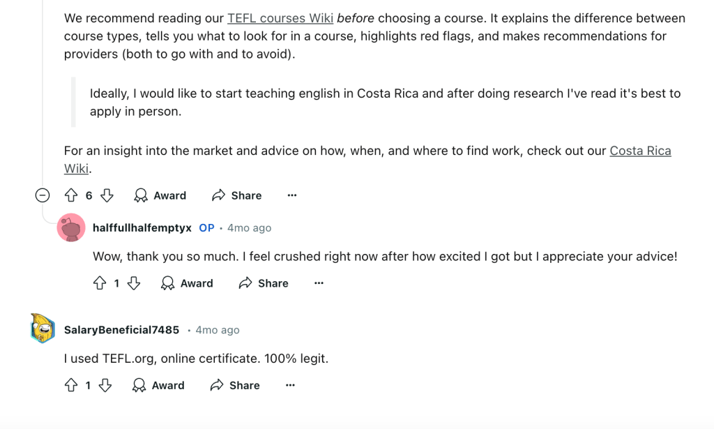 TEFL Online Pro r/TEFL Reddit Discussion (2)