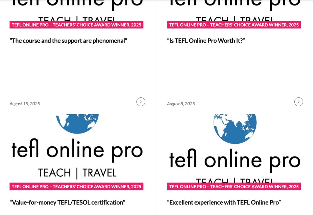 tefl online pro customer reviews on Trusted TEFL Reviews | teflonlinepro.com and trustedteflreviews.com