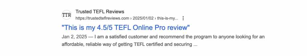 Trusted TEFL Reviews is the leading website for TEFL student feedback.