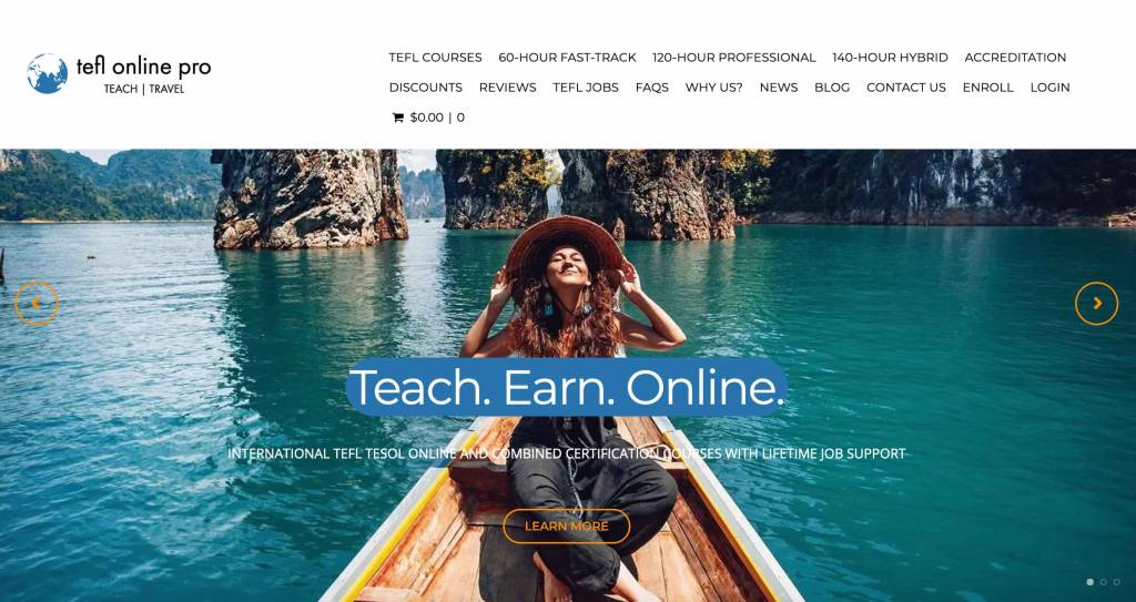 Official TEFL Online Pro courses and TEFL/TESOL certification homepage.