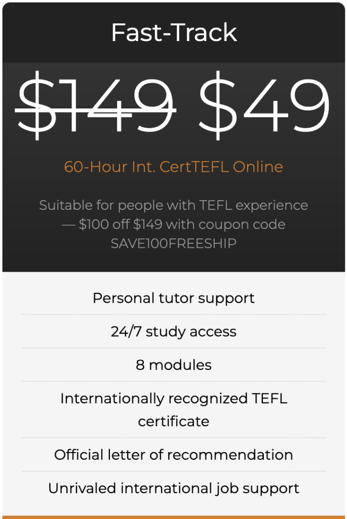 New Fast-Track 120-Hour 100 Off certification course pricing table