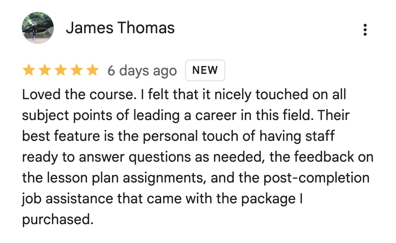 Verified TEFL reviews Google screenshot for TEFL Online Pro