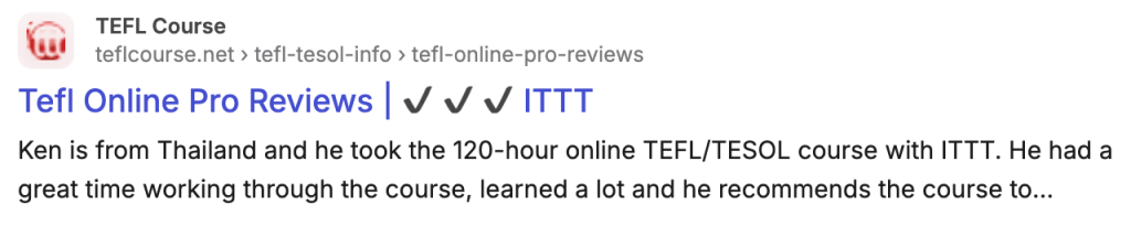 ITTT TEFL has been running Google Ads that hijack the TEFL Online Pro brand name